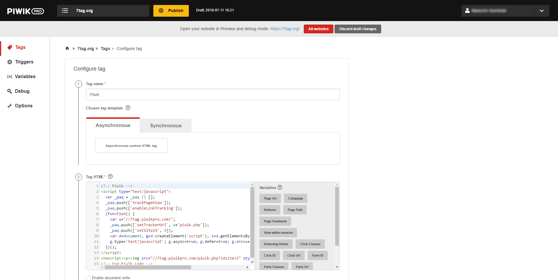 Tag Manager Dashboard