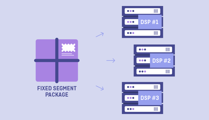 A fixed audience segment is exported to a DSP or sold to an interested advertiser.