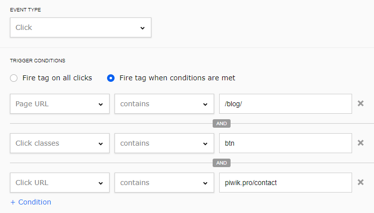 Click trigger  Piwik PRO help center
