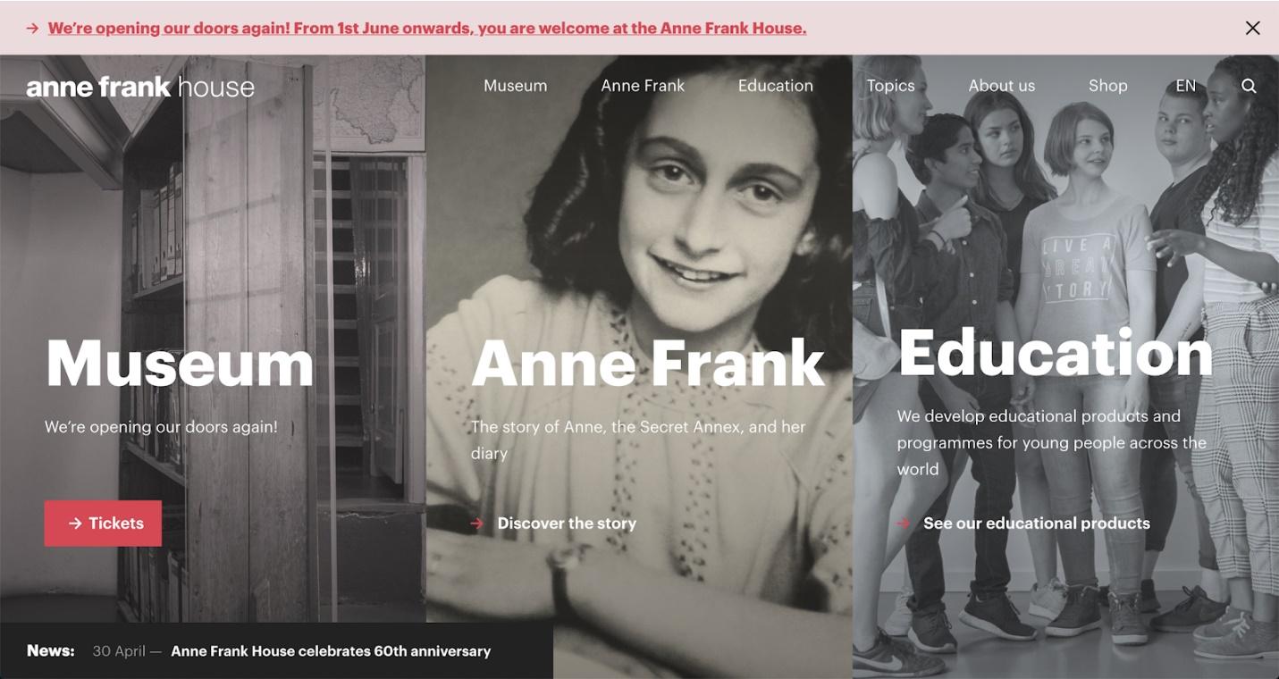 The Anne Frank House homepage