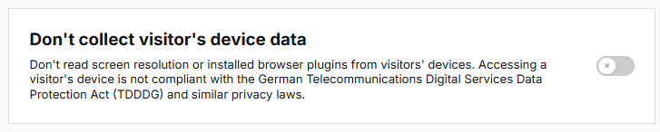 Piwik PRO - Don't collecy visitor's device data toggle